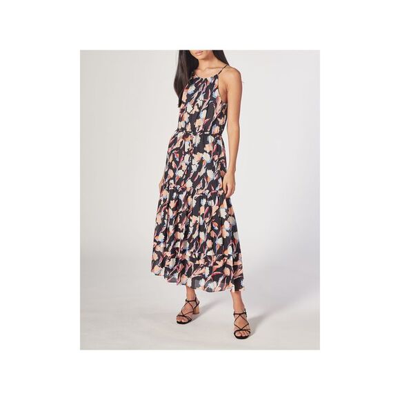 NWT JOIE Womens Black Ruffled Tie Sundress Sleeveless Halter Midi Dress S - Picture 1 of 3